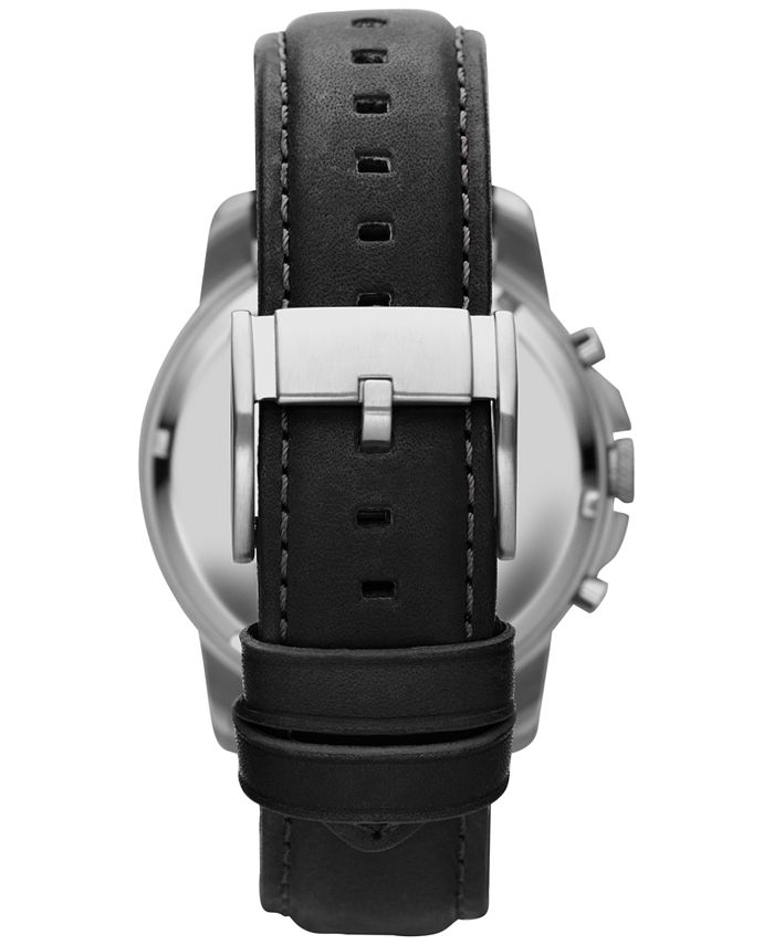 fossil grant chronograph black leather watch