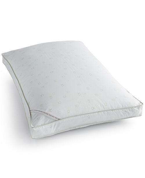 Calvin Klein Tossed Logo Print Extra Firm Down Alternative Gusset Standard Pillow Hypoallergenic Reviews Pillows Bed Bath Macy S