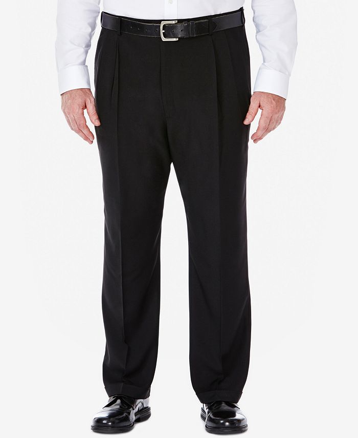 Haggar Men's Big & Tall Eclo Stria ClassicFit Pleated Hidden