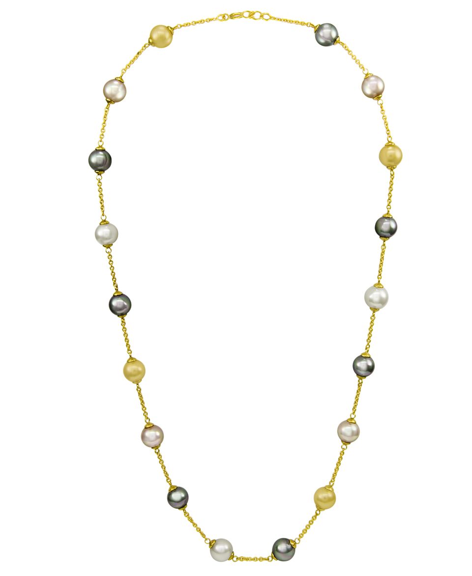 Majorica Pearl Necklace, Sterling Silver Organic Man Made Pearl Link