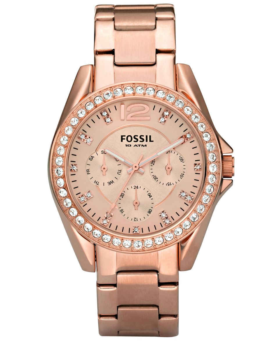 Fossil Watch, Womens Riley Rose Gold Plated Stainless Steel Bracelet