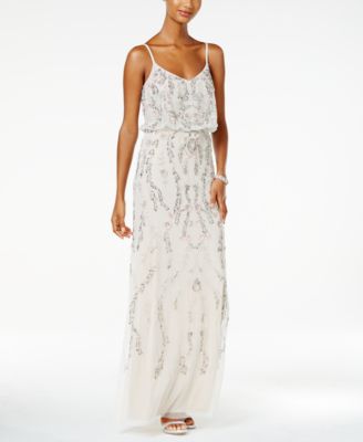 adrianna papell floral beaded blouson gown