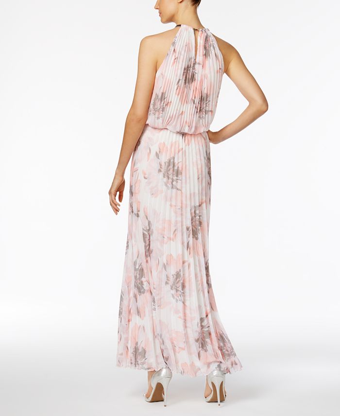 MSK Pleated Floral-Print A-Line Gown & Reviews - Dresses - Women - Macy's