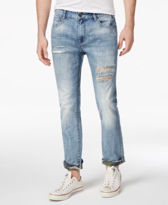 mens ripped cuffed jeans