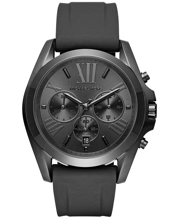Michael Kors Men's Chronograph Bradshaw Black Silicone Strap Watch 47mm ...