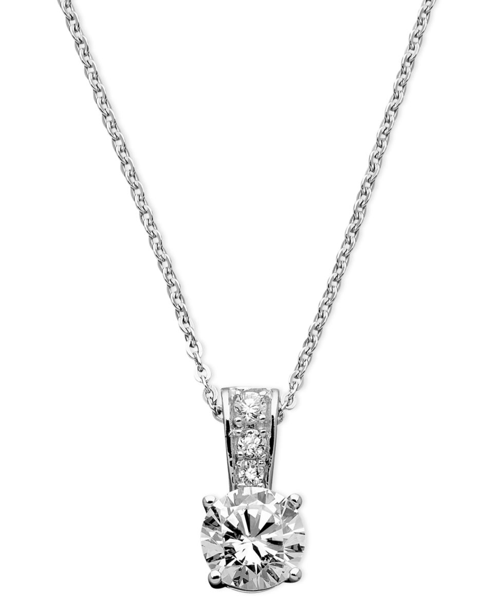 CRISLU Necklace, Platinum over Sterling Silver Cubic Zirconia Pendant