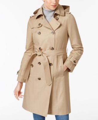 Ajh London Fog Hooded Belted Trench, London Fog Petite Hooded Belted Trench Coat