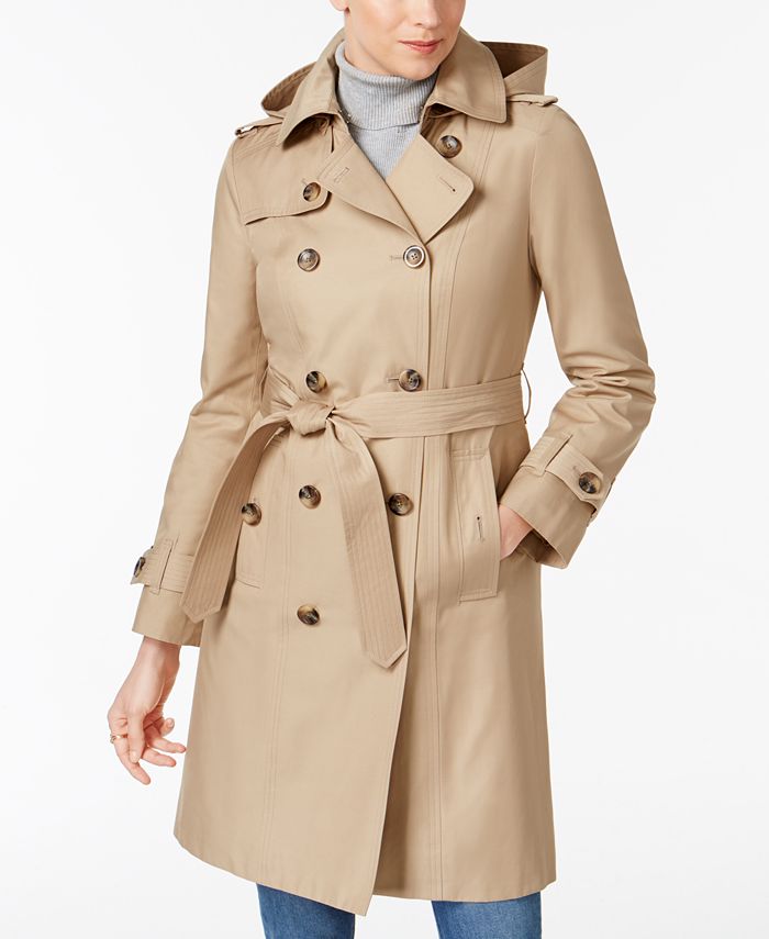 London Fog Hooded Belted Trench Coat & Reviews - Coats - Women - Macy's