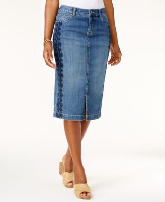 macys womens denim skirts