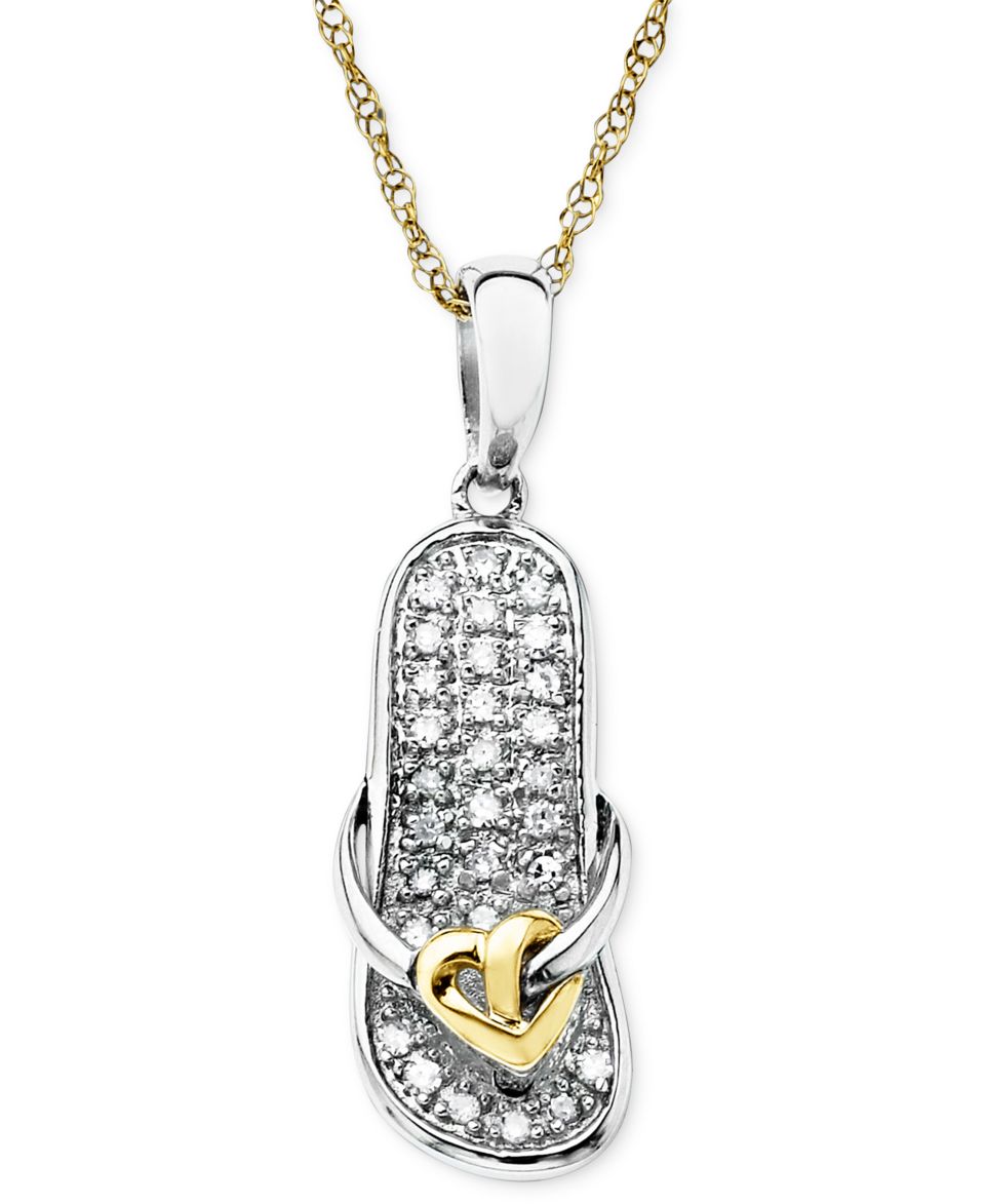 Diamond Necklace, 14k White Gold Diamond Accent Flip Flop Diamond Pendant   Necklaces   Jewelry & Watches