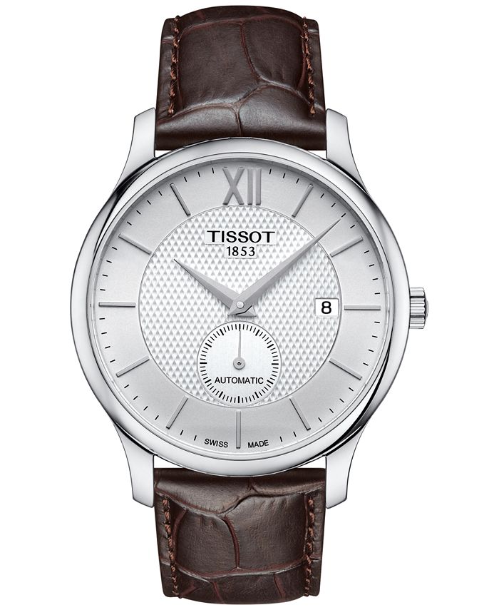 Tissot Men's Swiss Automatic Tradition Brown Leather Strap Watch 40mm