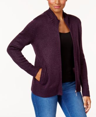 karen scott zip front sweater