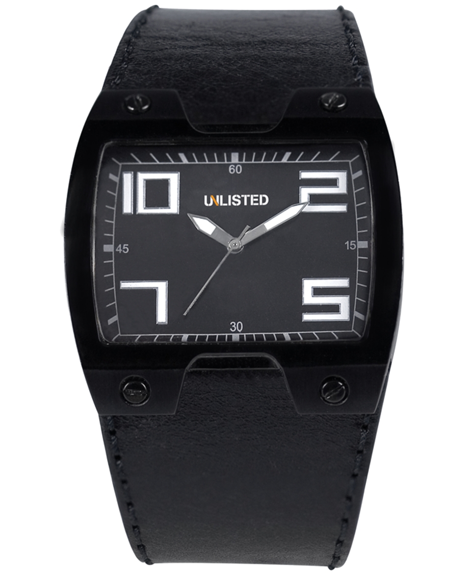 Unlisted Watch, Mens Black Leather Strap UL8006