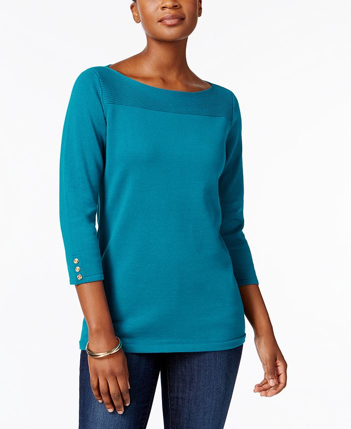 Karen Scott Boat-Neck Cotton Sweater, Created for Macy's & Reviews ...