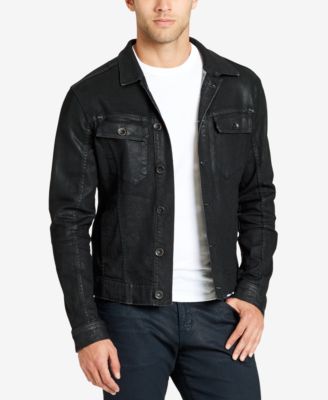 black coated denim jacket