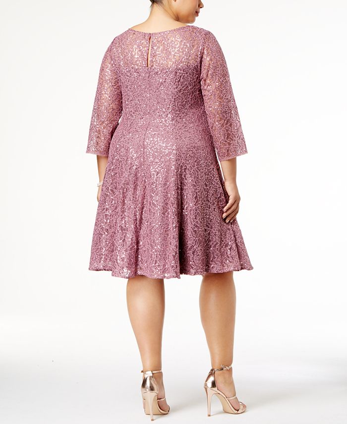 SL Fashions Plus Size Sequined Lace A-Line Dress & Reviews - Dresses ...