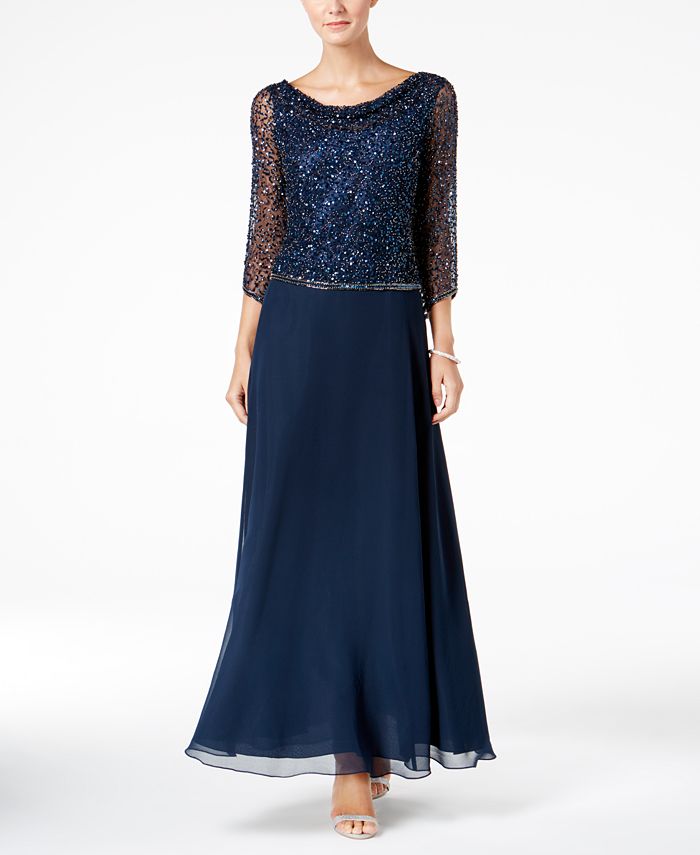 J Kara Beaded Cowl-Neck Gown & Reviews - Dresses - Women - Macy's