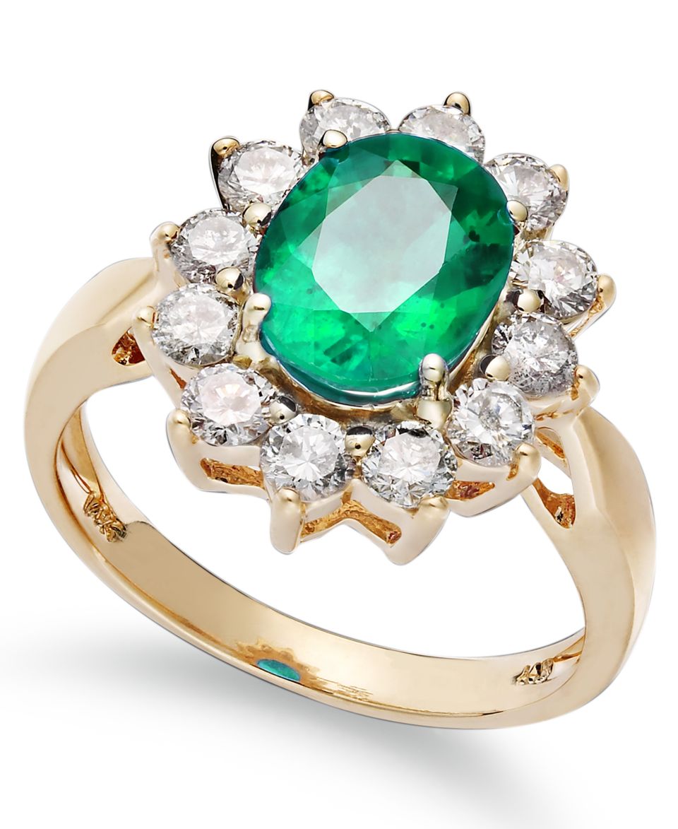 14k Gold Ring, Emerald (1 3/4 ct. t.w.) and Diamond (1 ct. t.w.)