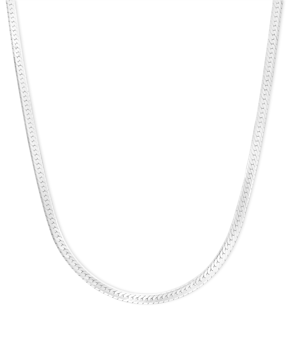 14k White Gold Necklace, 20 Flat Herringbone Chain   Necklaces