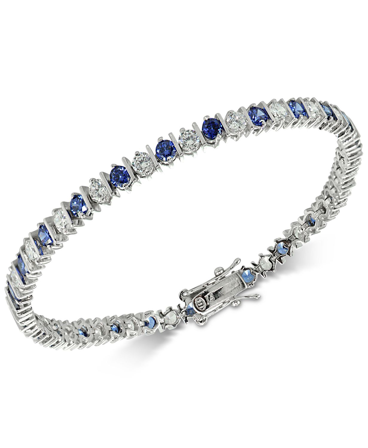 (75% OFF Coupon) Blue Cubic Zirconia Tennis Bracelet in Sterling Silver $30.00