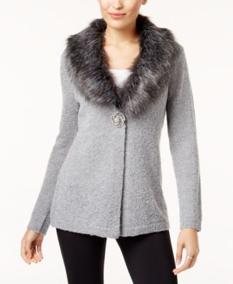 womens fur collar cardigan