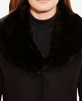 ralph lauren faux fur collar walker coat