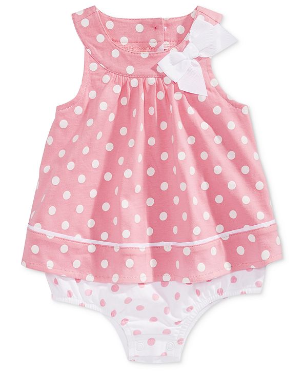 First Impressions Baby Girls Dot-Print Cotton Skirted Romper, Created ...