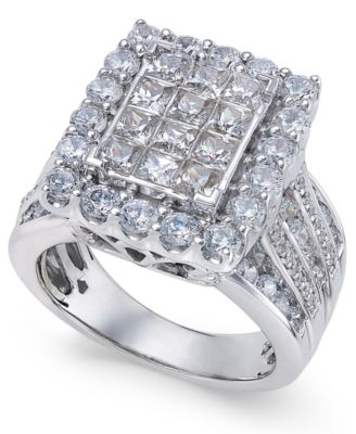 Macy's Diamond Square Cluster Halo Ring 