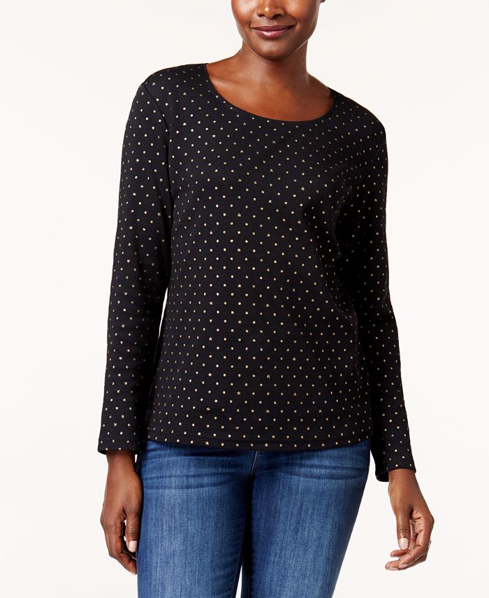 Karen Scott Print Long-Sleeve T-Shirt, Created for Macy's & Reviews ...