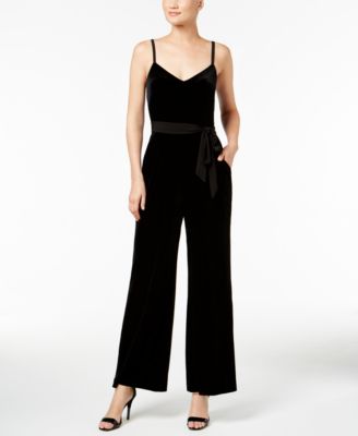 velvet sash jumpsuit