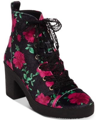 floral lace up boots