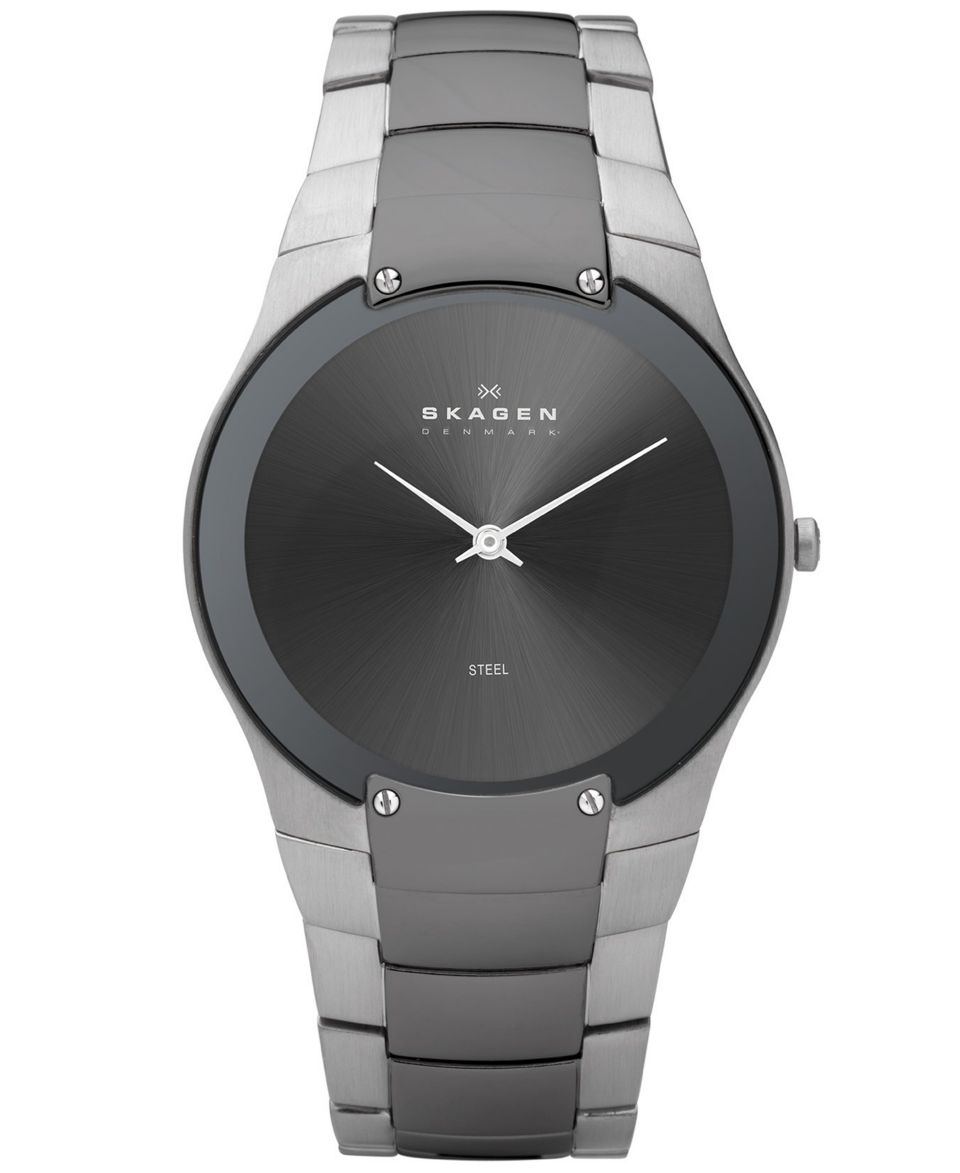 Skagen Denmark Watch, Mens Charcoal Tone Stainless Steel Bracelet