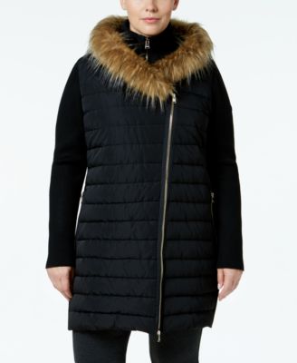 plus size wool coat with fur trim