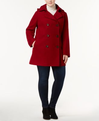 Women S Plus Size Peacoat With Hood Off, Womens Hooded Peacoat Plus Size