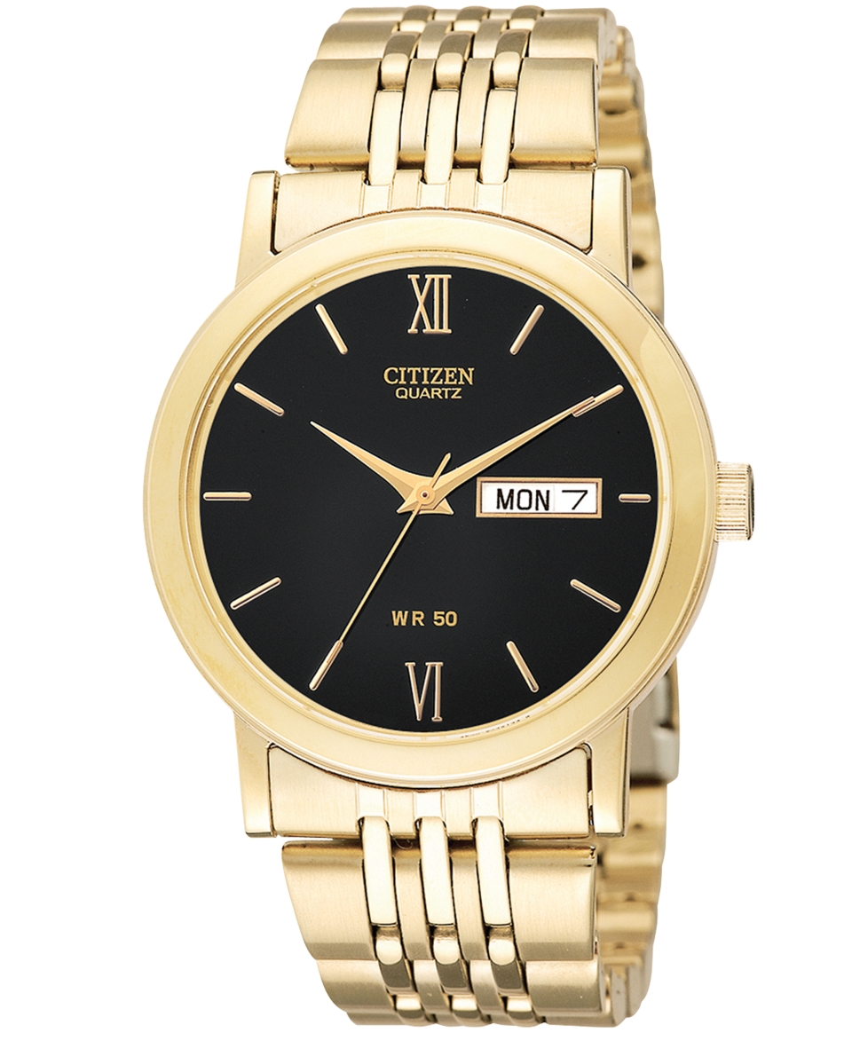 Citizen Watch, Mens Gold Tone Stainless Steel Bracelet 36mm BK4052