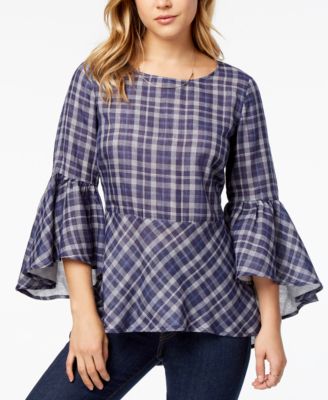 womens plaid peplum top