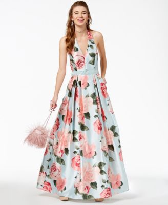 printed satin gown