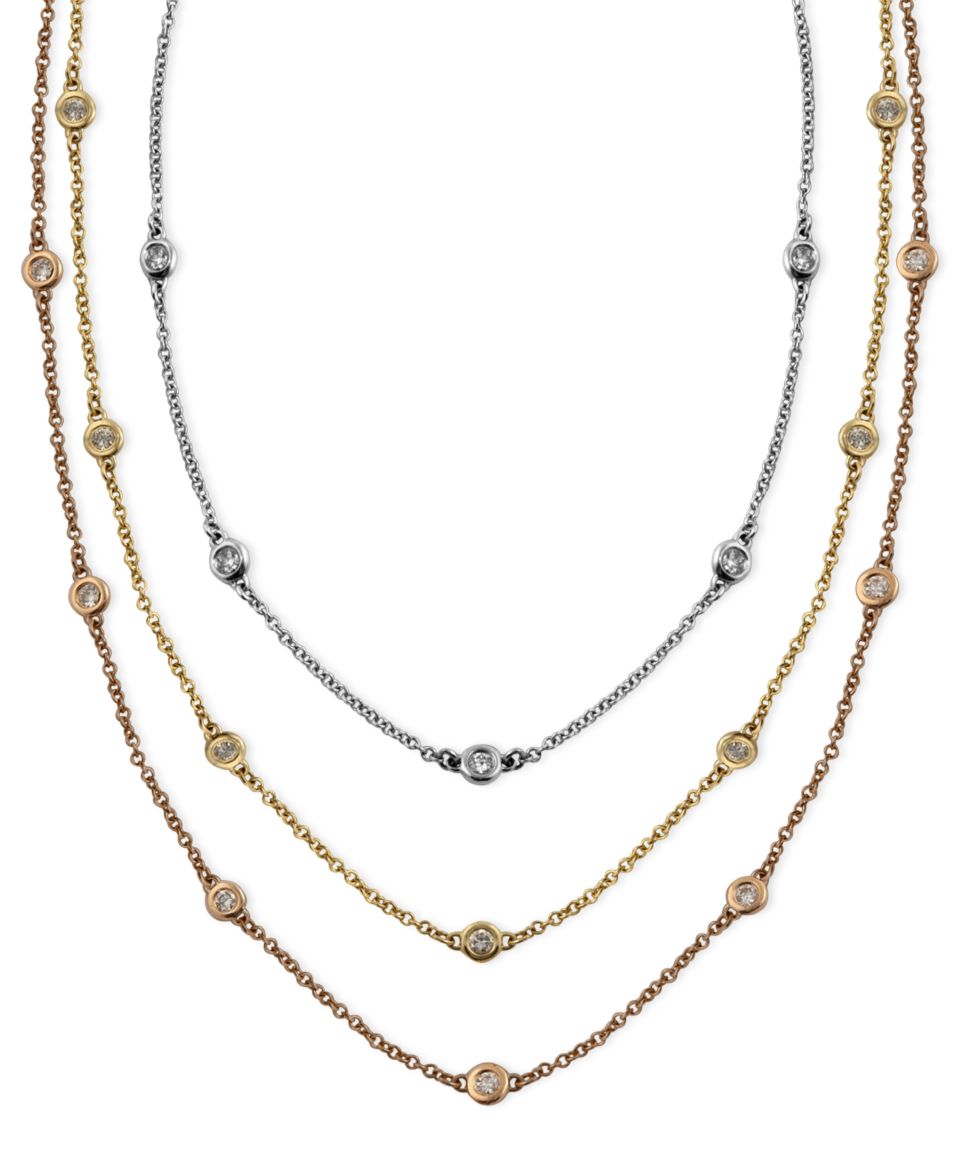 Trio by Effy Collection Diamond Necklace, 14k Rose Gold Diamond 24