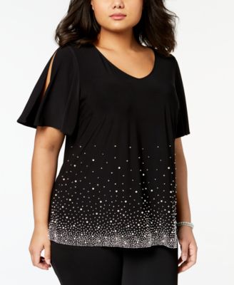 plus size black sparkly tops