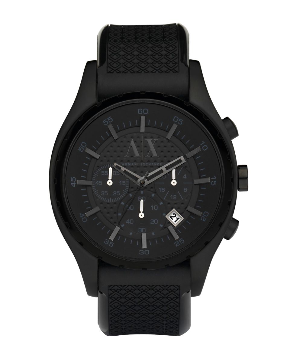 Armani Exchange Watch, Mens Chronograph Black Polyurethane Strap