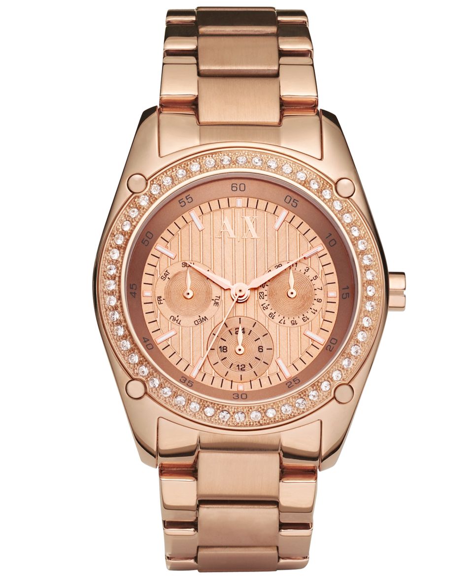 Armani Exchange Watch, Womens Rose Gold Plated Stainless Steel