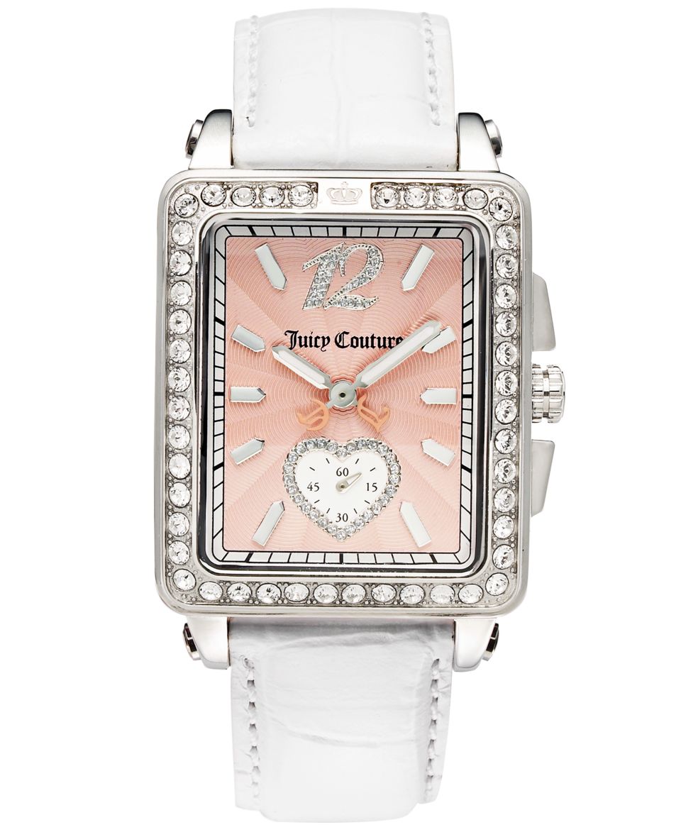 Juicy Couture Watch, Womens Pedigree White Croc Embossed Leather