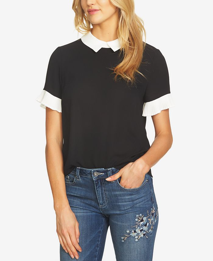 colorblocked collared blouse