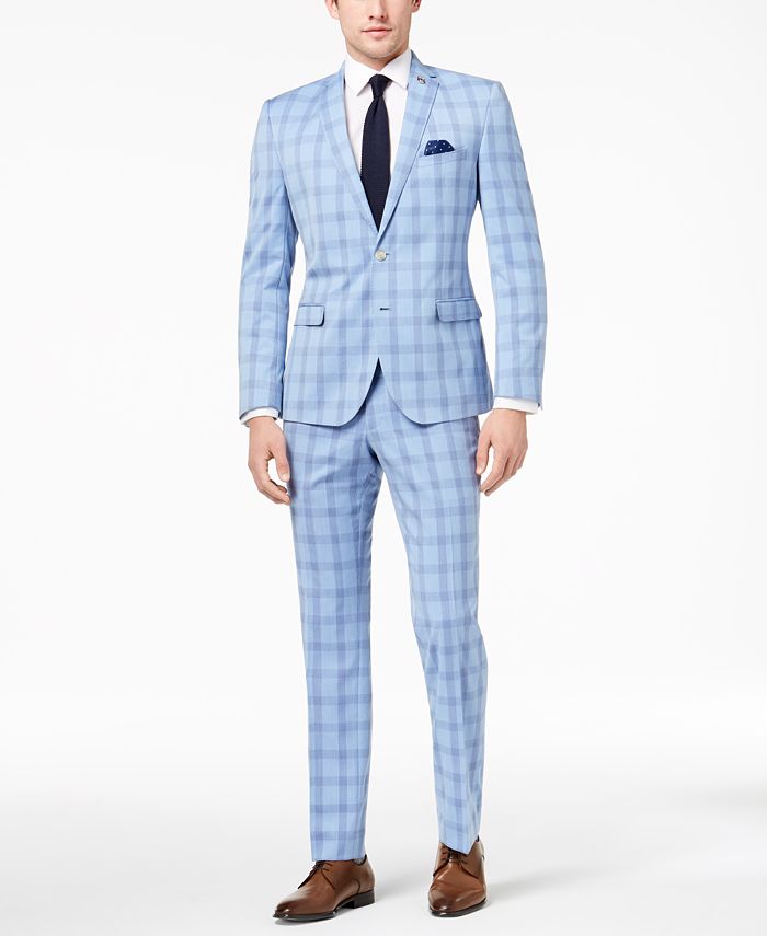 Nick Graham Men's SlimFit Stretch Bright Blue Plaid Suit & Reviews Suits & Tuxedos Men Macy's