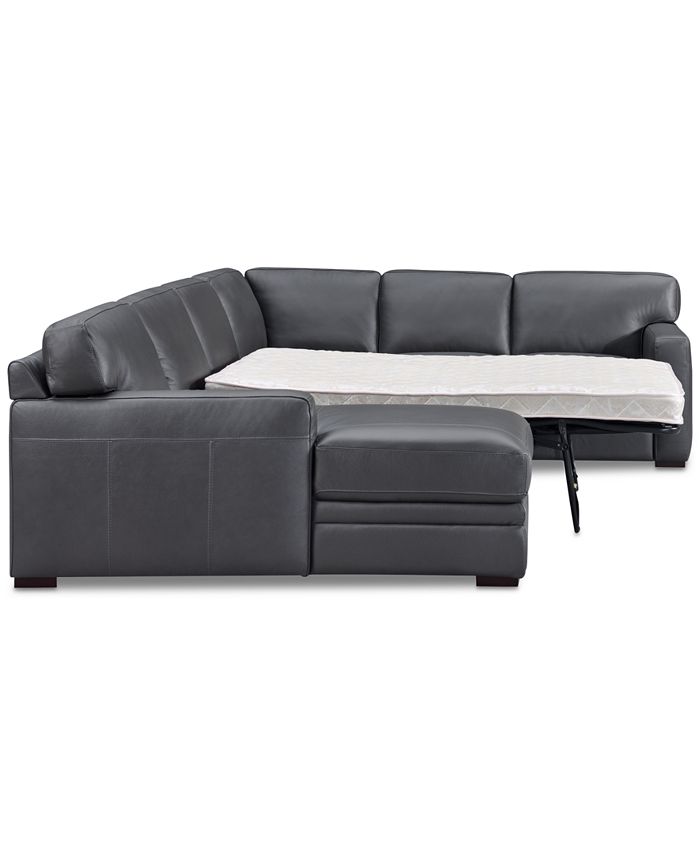 Furniture Avenell 3Pc. Leather Sectional with Full Sleeper Sofa