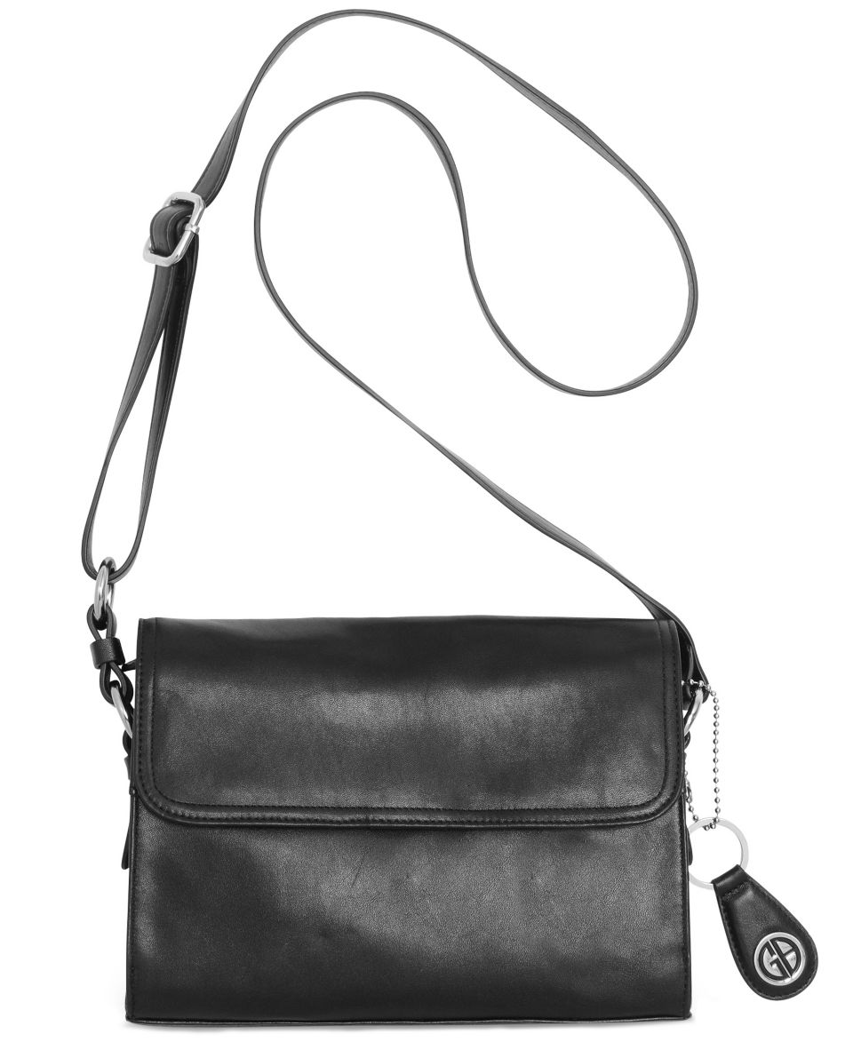 Giani Bernini Handbag, Glazed Leather Flap Crossbody   Handbags