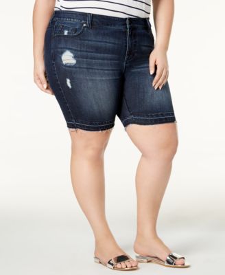 plus size distressed bermuda shorts