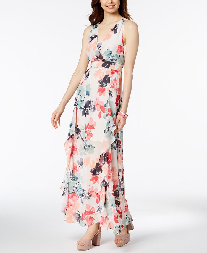 Vince Camuto Floral-Print Chiffon Ruffle Maxi Dress & Reviews - Dresses ...