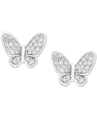 Diamond Butterfly Stud Earrings 