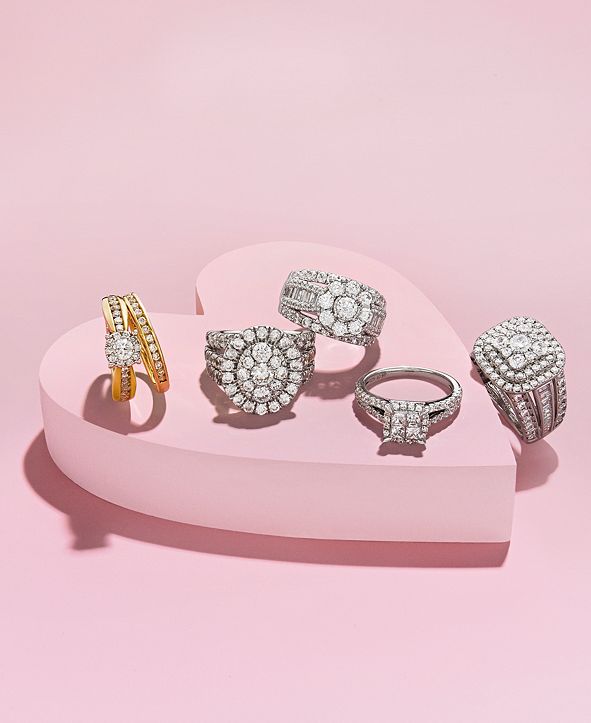Macy's Diamond Ring (4 ct. t.w.) in 14k White Gold & Reviews Rings